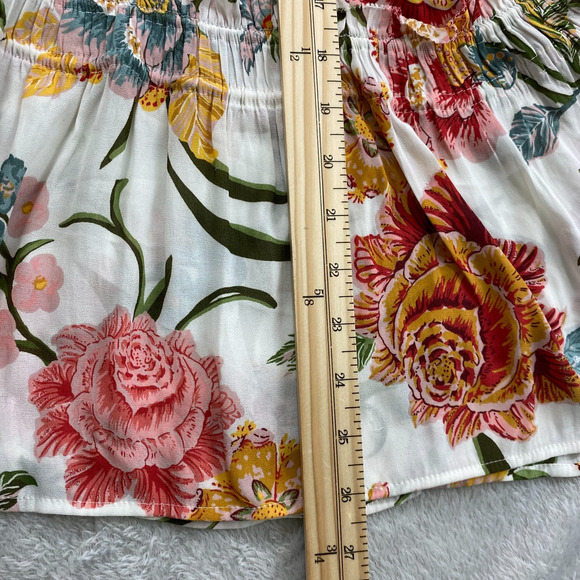 LOFT Poppy Bloom Floral Blouse Women XL Multicolor Tassel Tie Neck Cottagecore - Picture 10 of 10